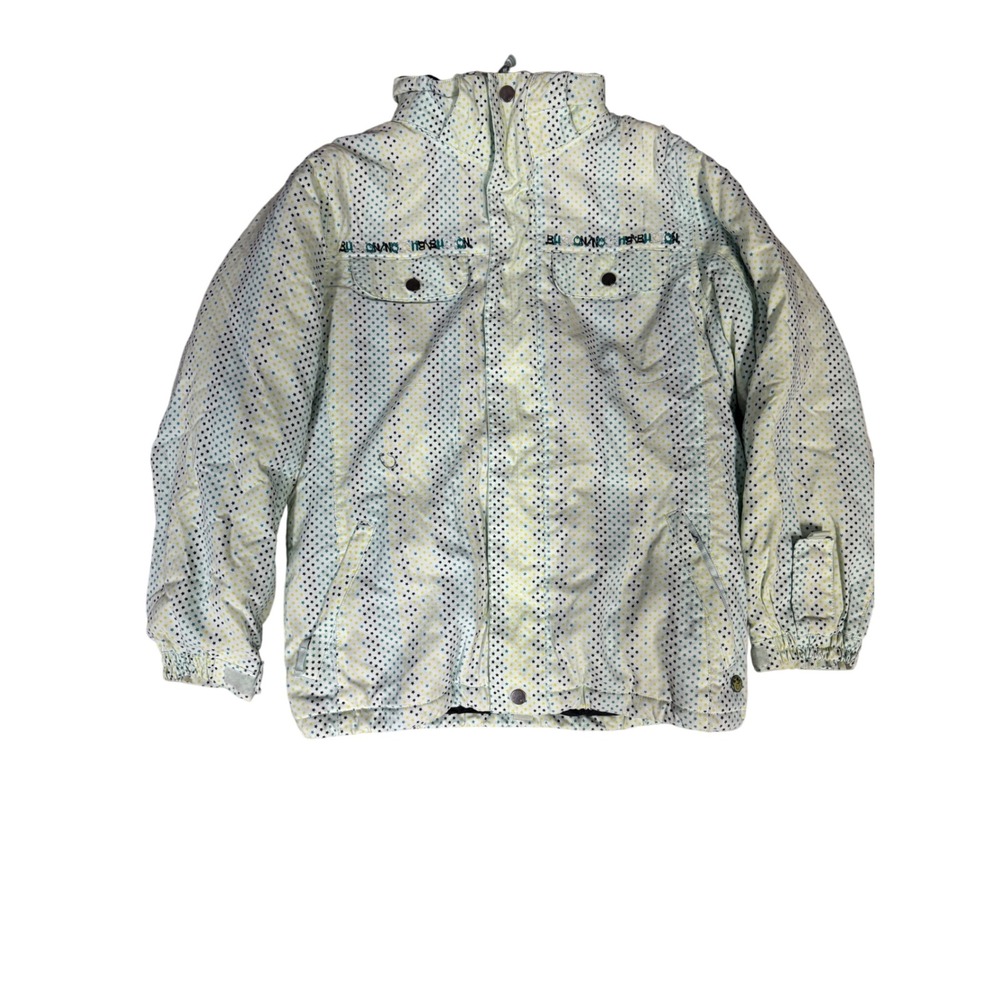 Burton Kids' Snowboard‎ Ski Jacket XL Yellow Blue Star Print Fleece Lined